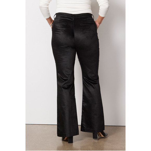 LEVEL 99 NWT Evereve Percy Black Velvet Wide Leg Trouser Pant // 32 - Picture 2 of 16